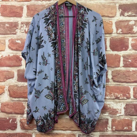 Vintage Angie Kimono Cardigan Women's Small Boho Floral Casual Shirt Topper - Picture 1 of 8